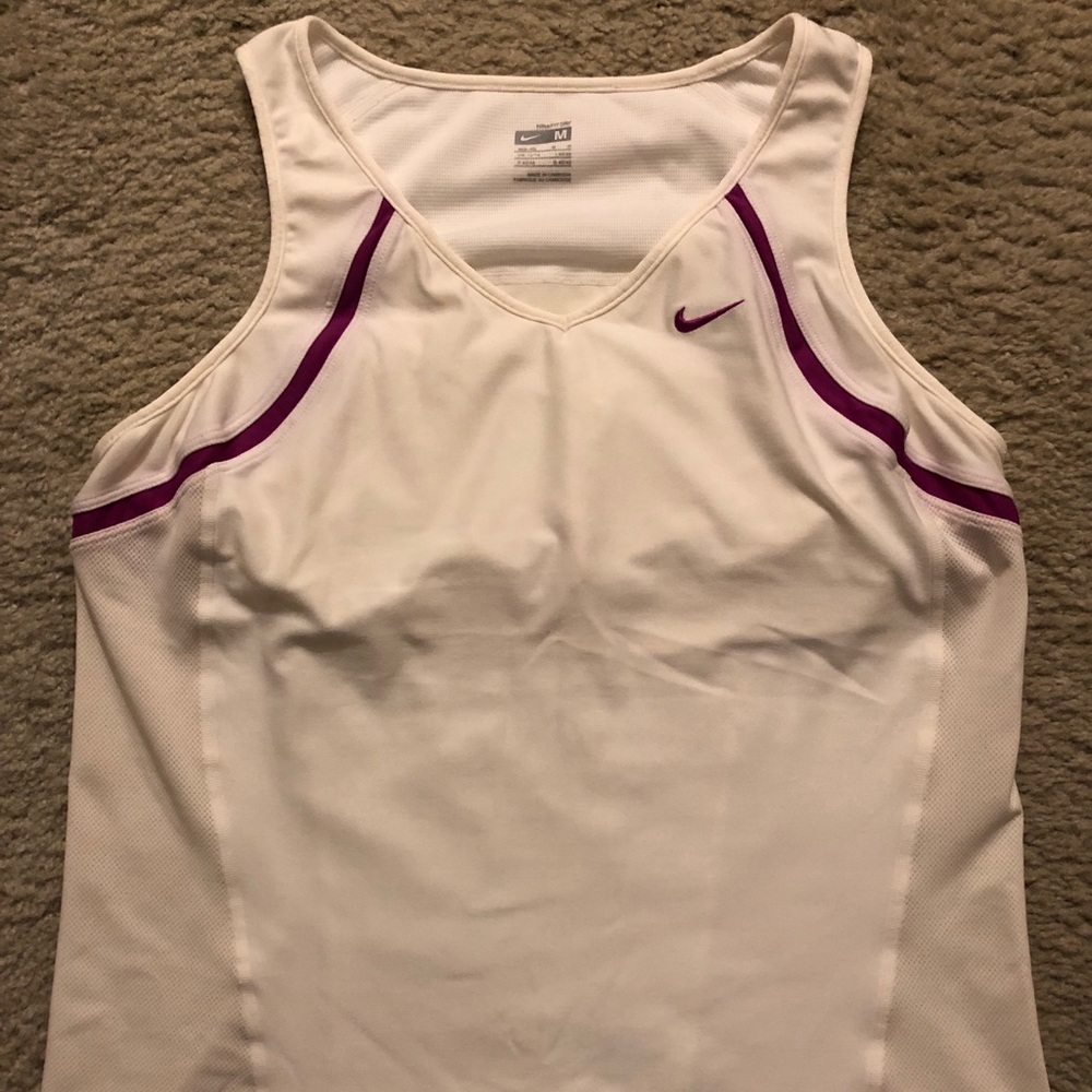 White/Purple fitted Nike Dri-fit Tank